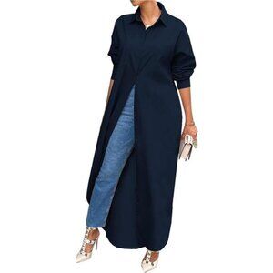Shirt Dresses for Women Casual Long Sleeve Cotton Button Down Maxi